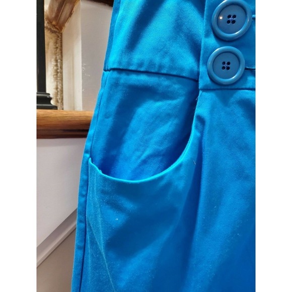 Ashley Stewart Women Solid Blue Cotton Mid Rise Buttons Front Casual Shorts 18W - Picture 4 of 10